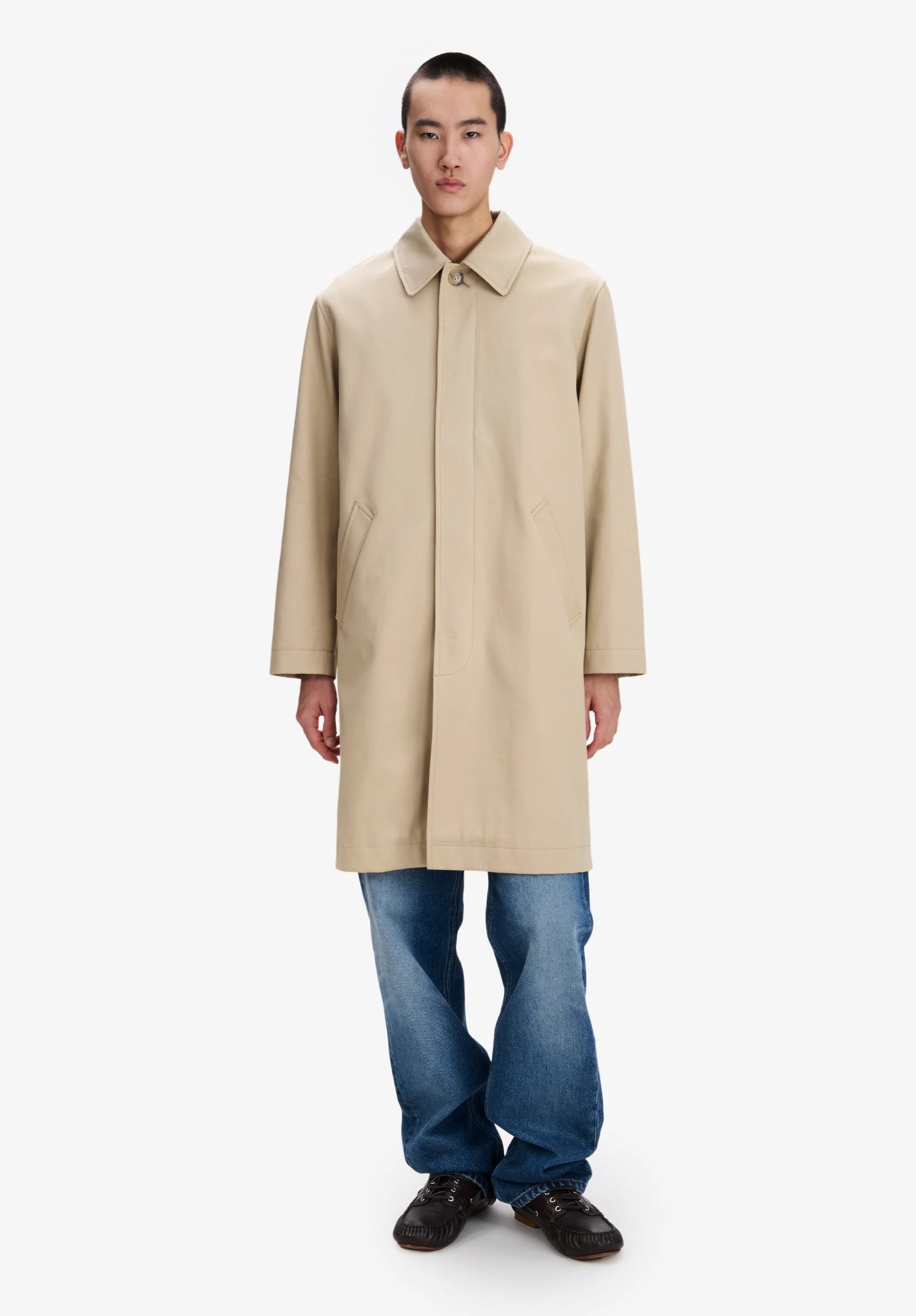 Beige cotton gabardine mac - Image 4