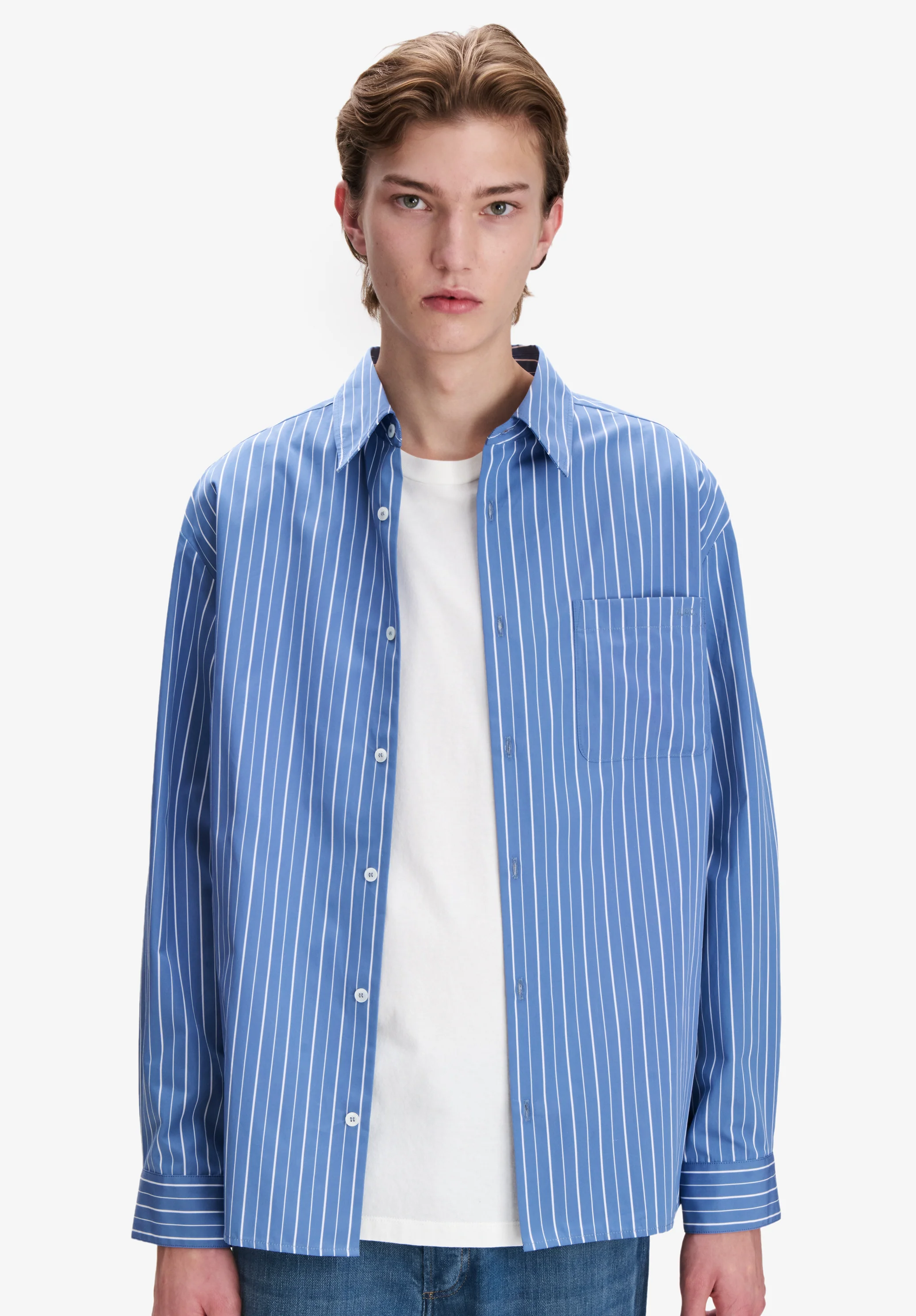 Blue shirt with white stripes - Image 3