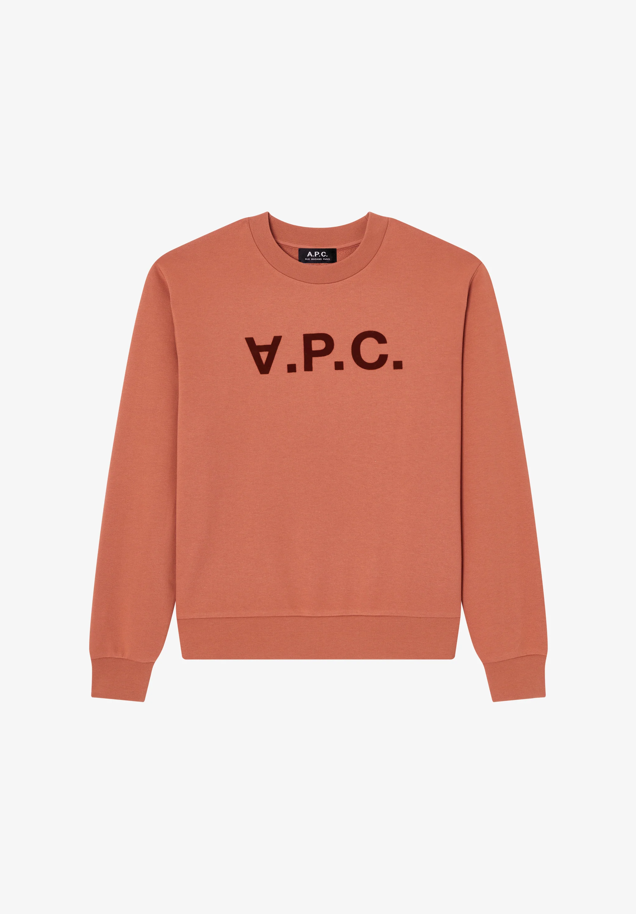 Brick red sweatshirt with V.P.C. logo