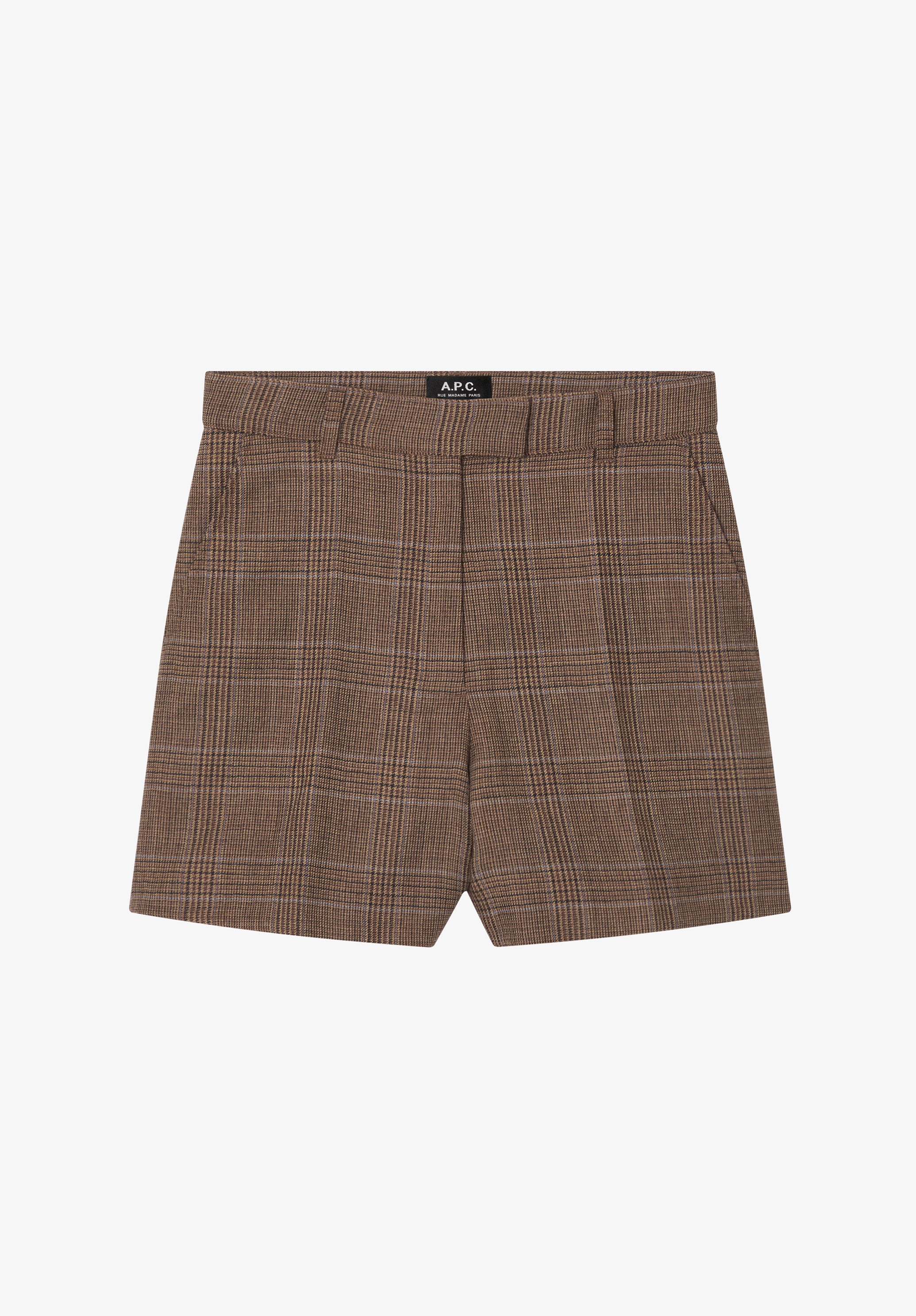 Brown check wool shorts