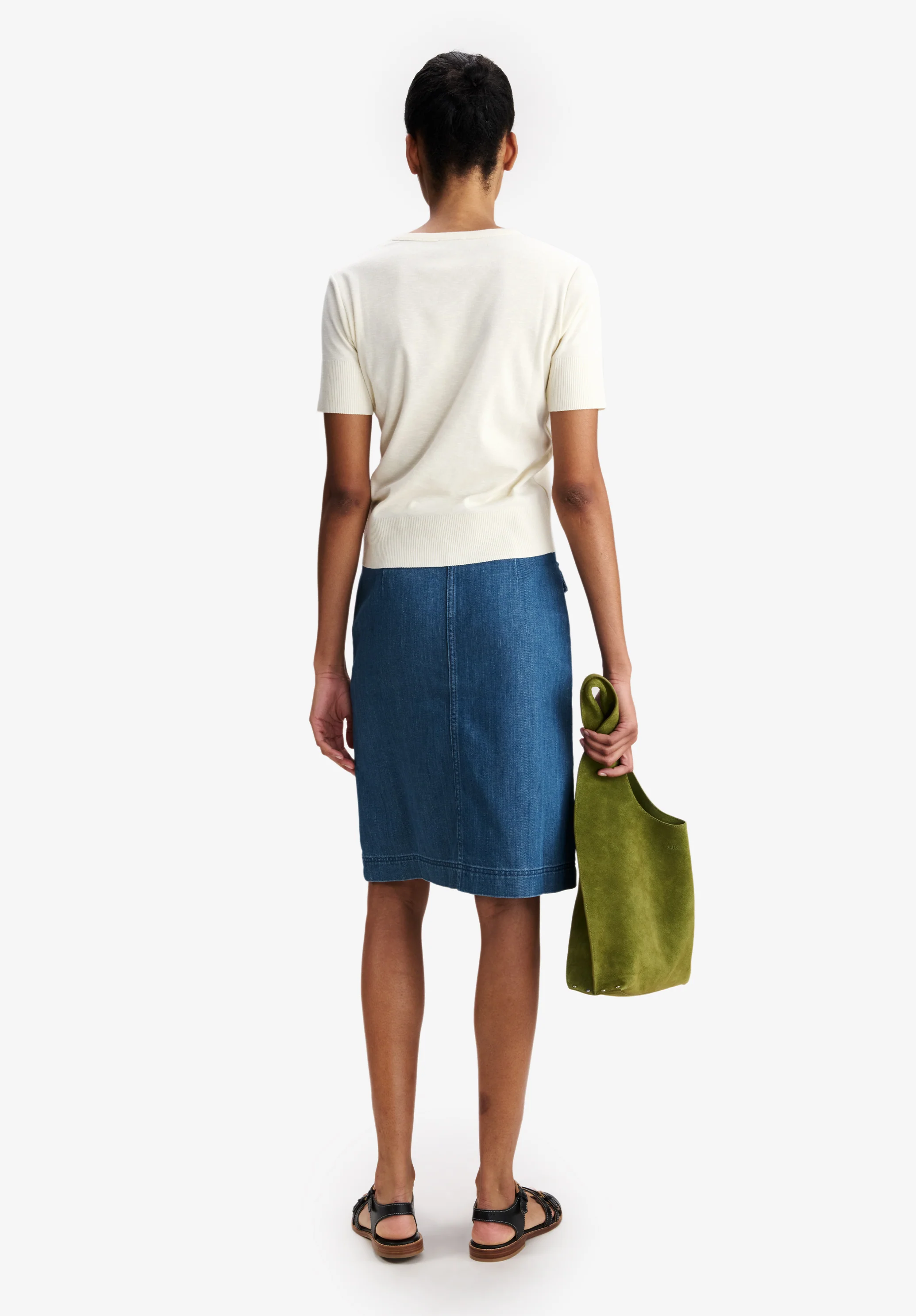 Faded denim skirt with pockets - Image 3