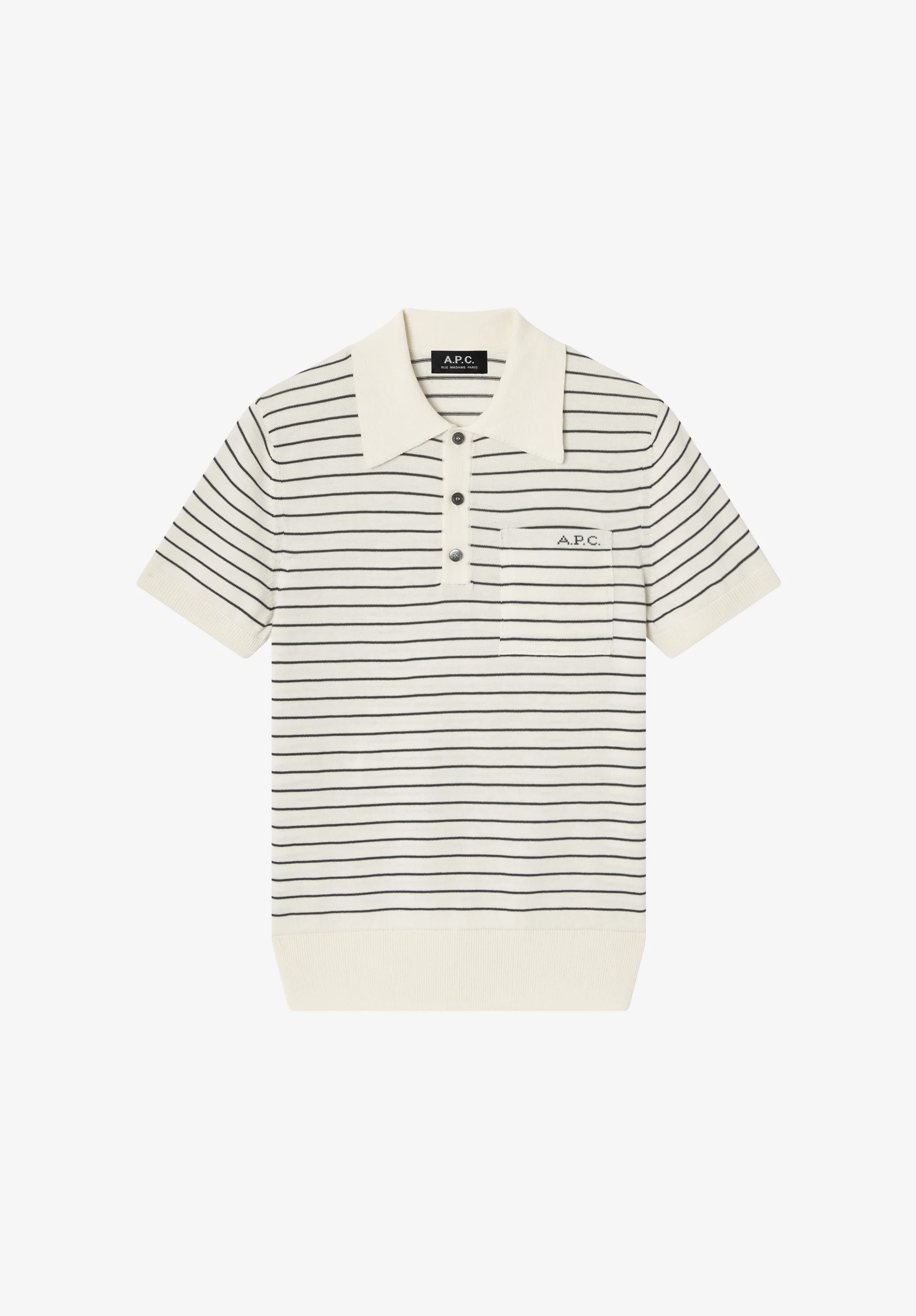 Fitted striped ecru polo
