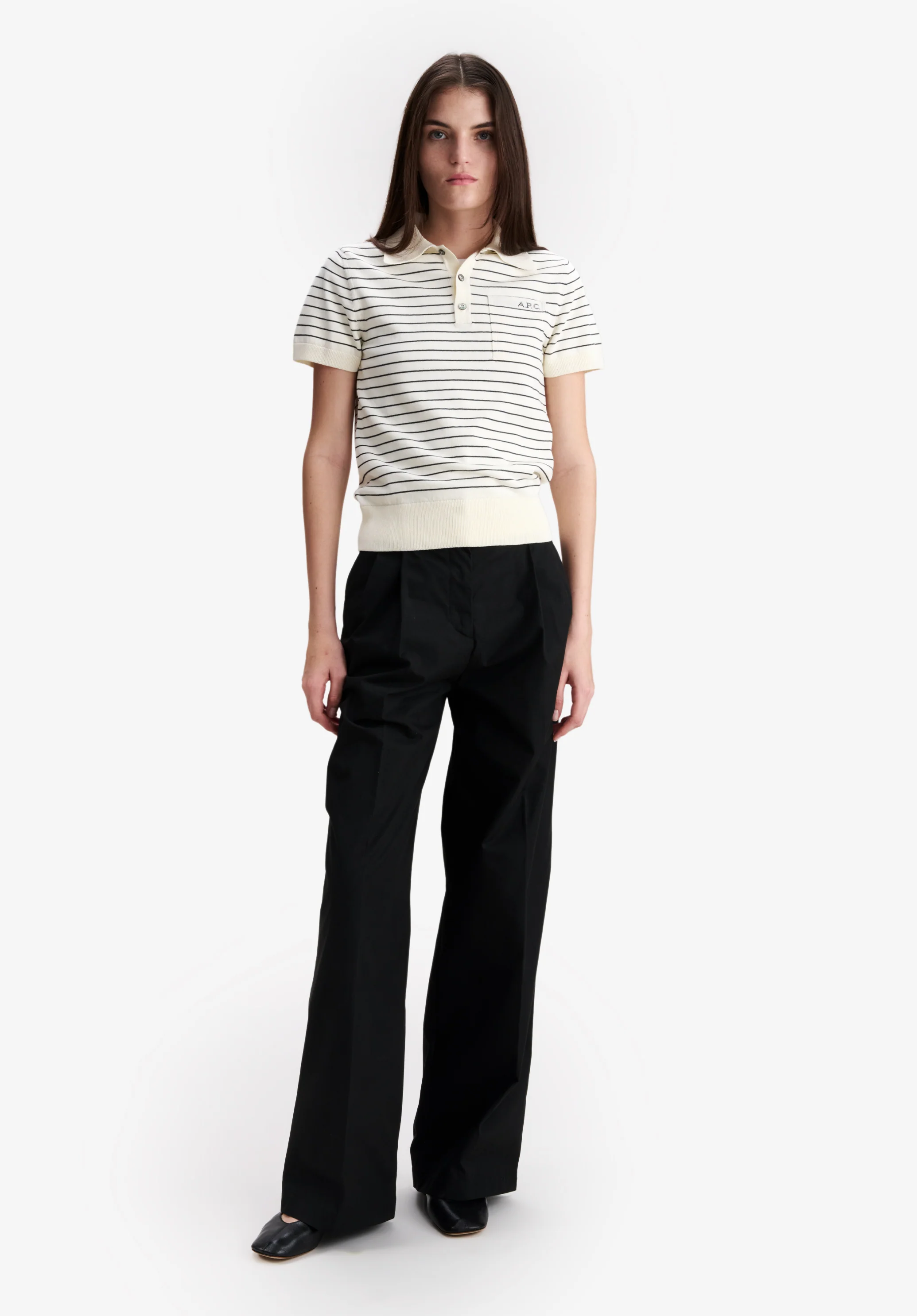 Fitted striped ecru polo - Image 2
