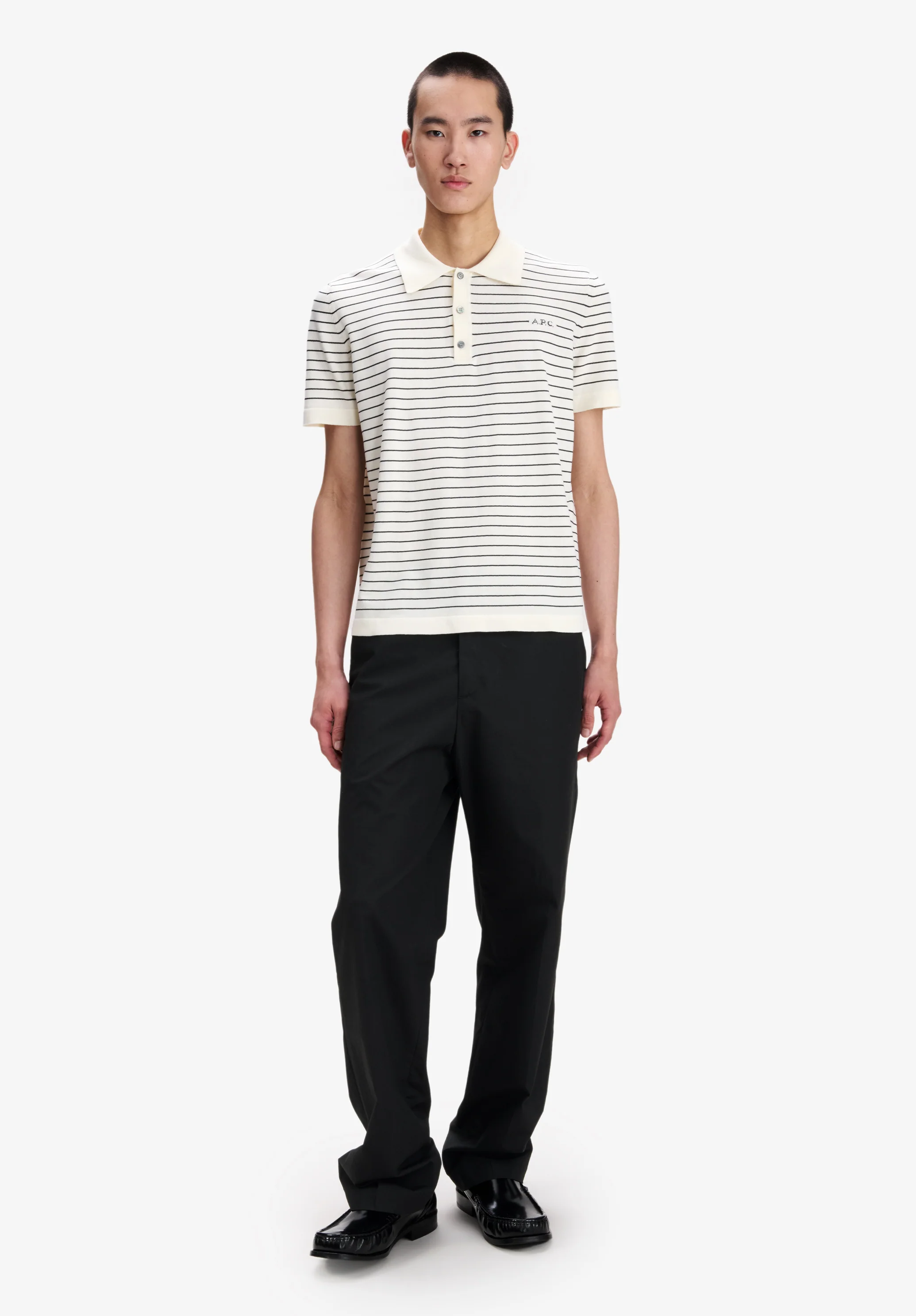 Fitted striped ecru polo - Image 2