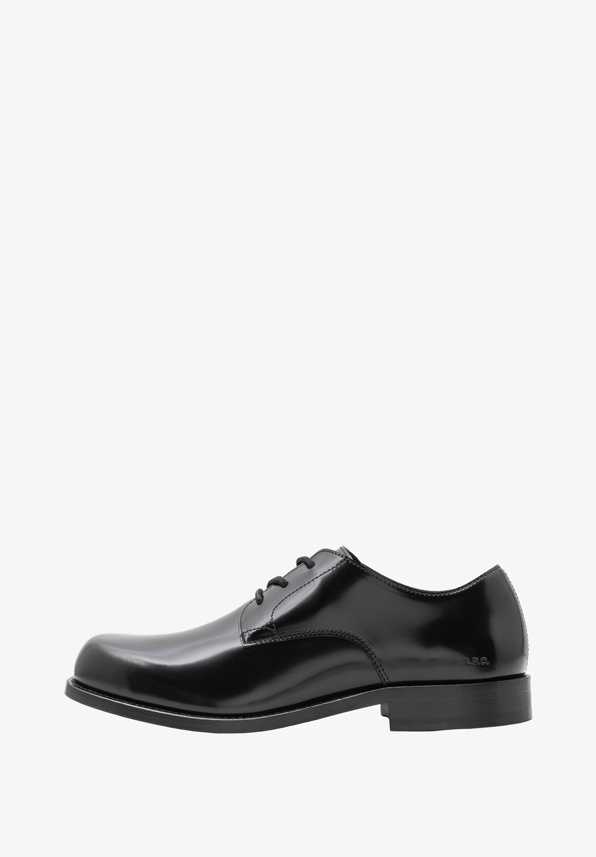 Glazed leather derbies.