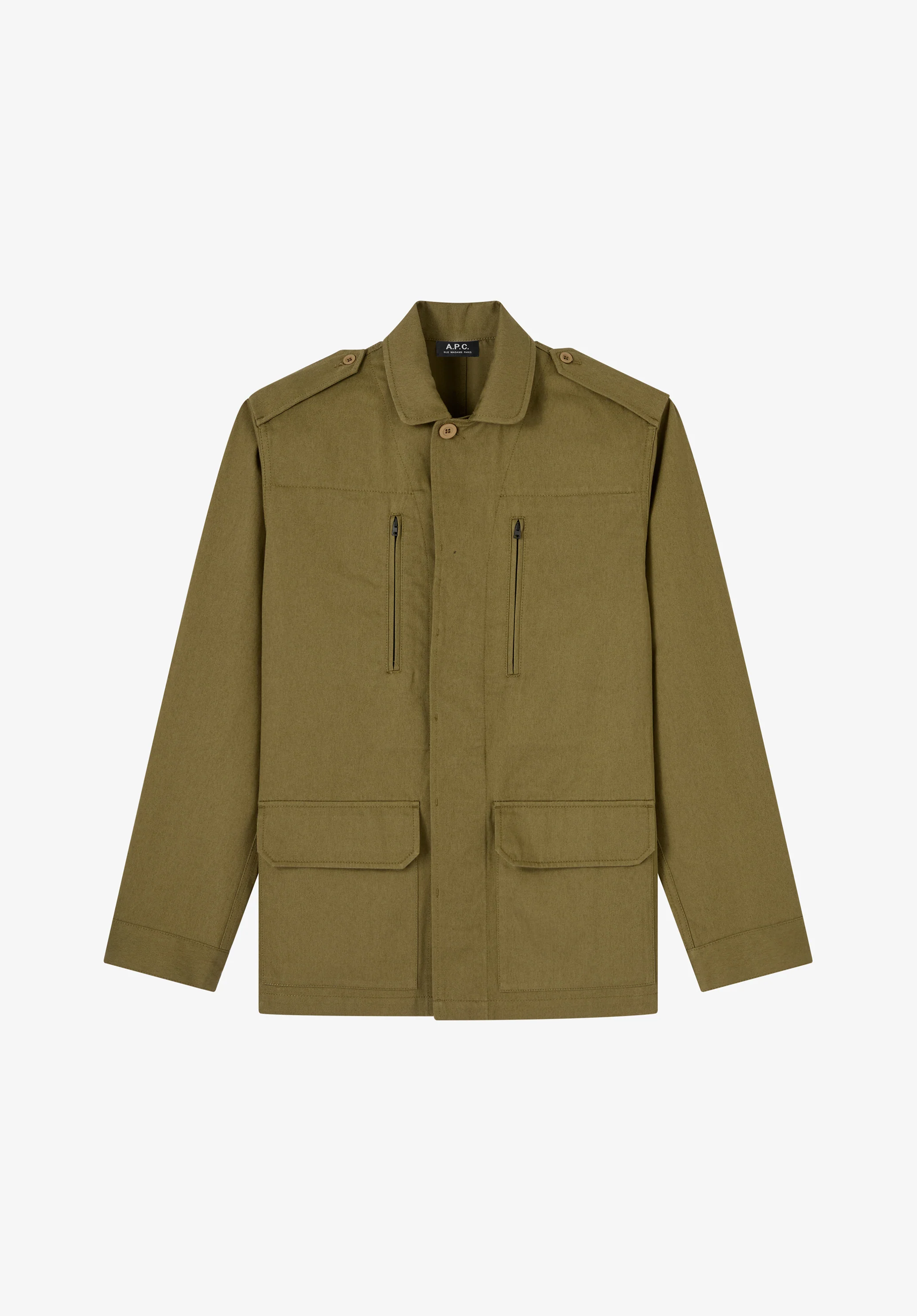 Khaki military-style jacket
