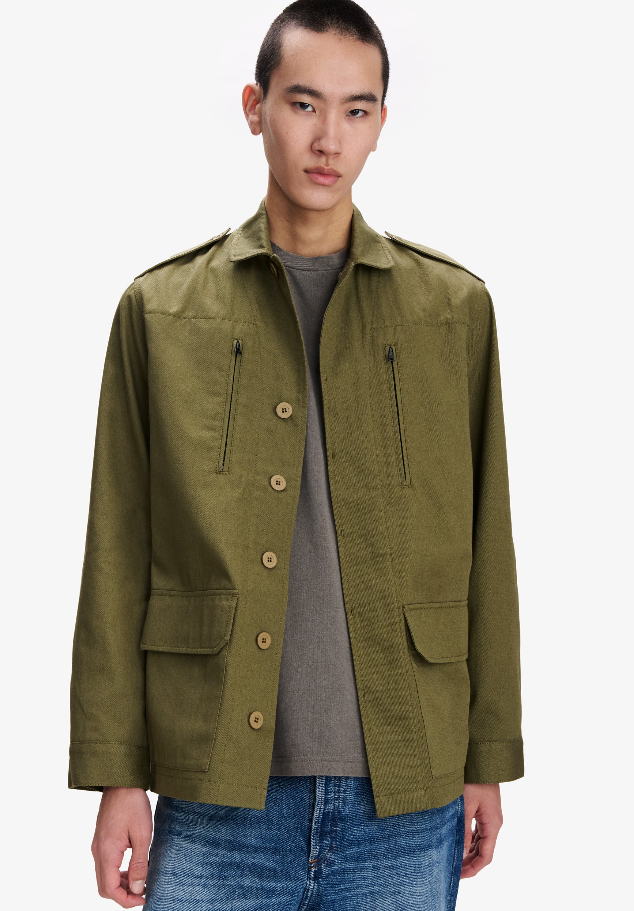 Khaki military-style jacket - Image 5