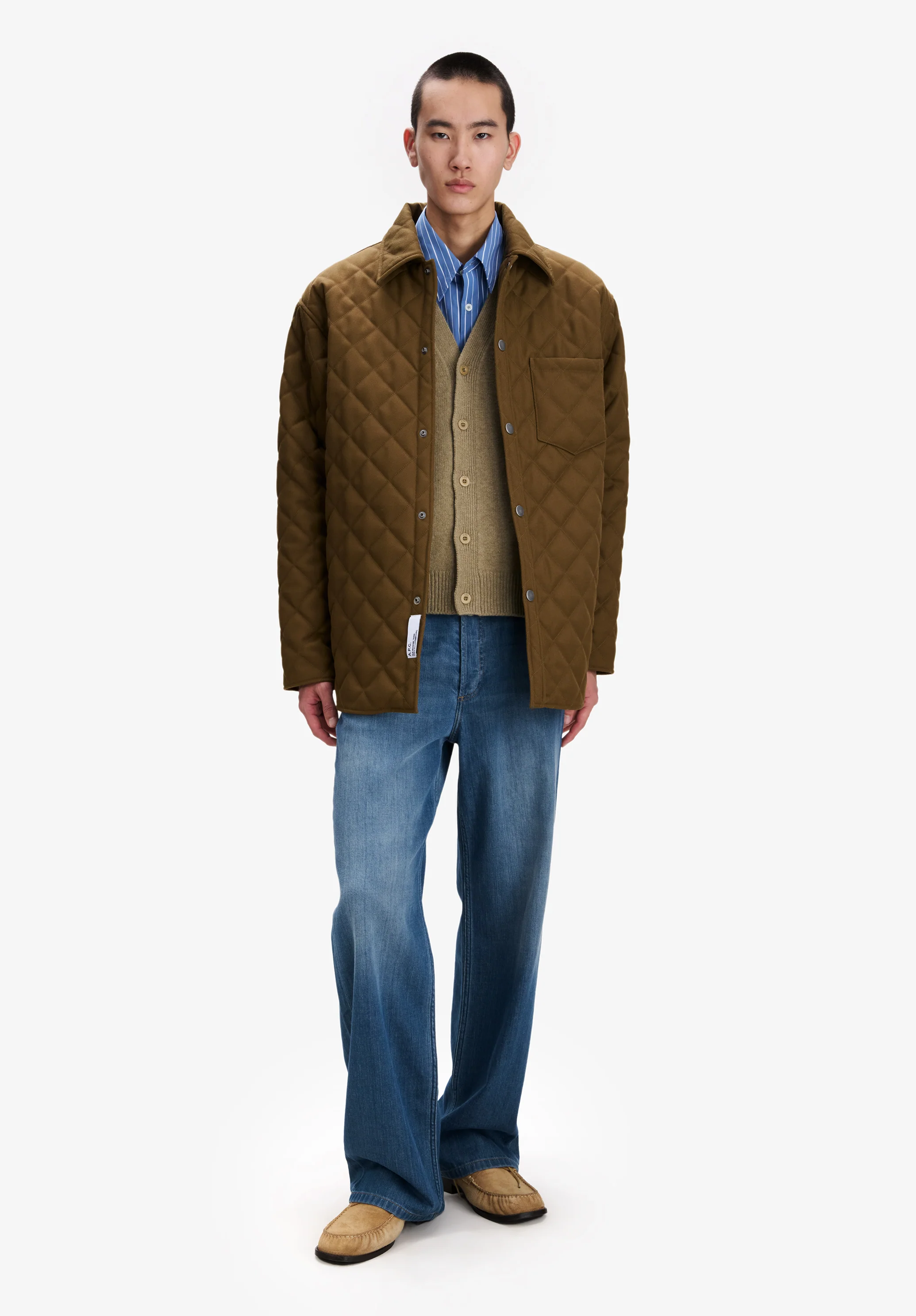 Khaki quilted wool jacket - Image 2