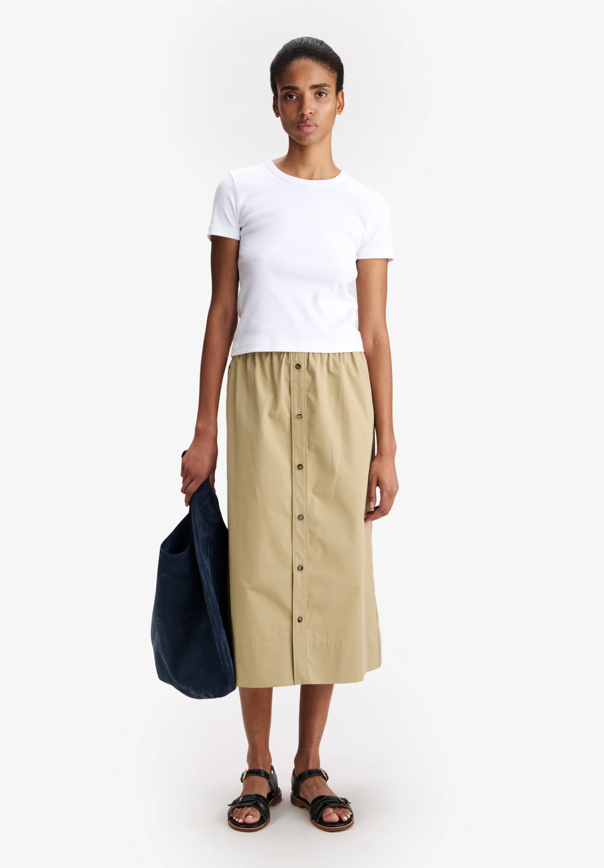 Long beige organic cotton skirt - Image 2