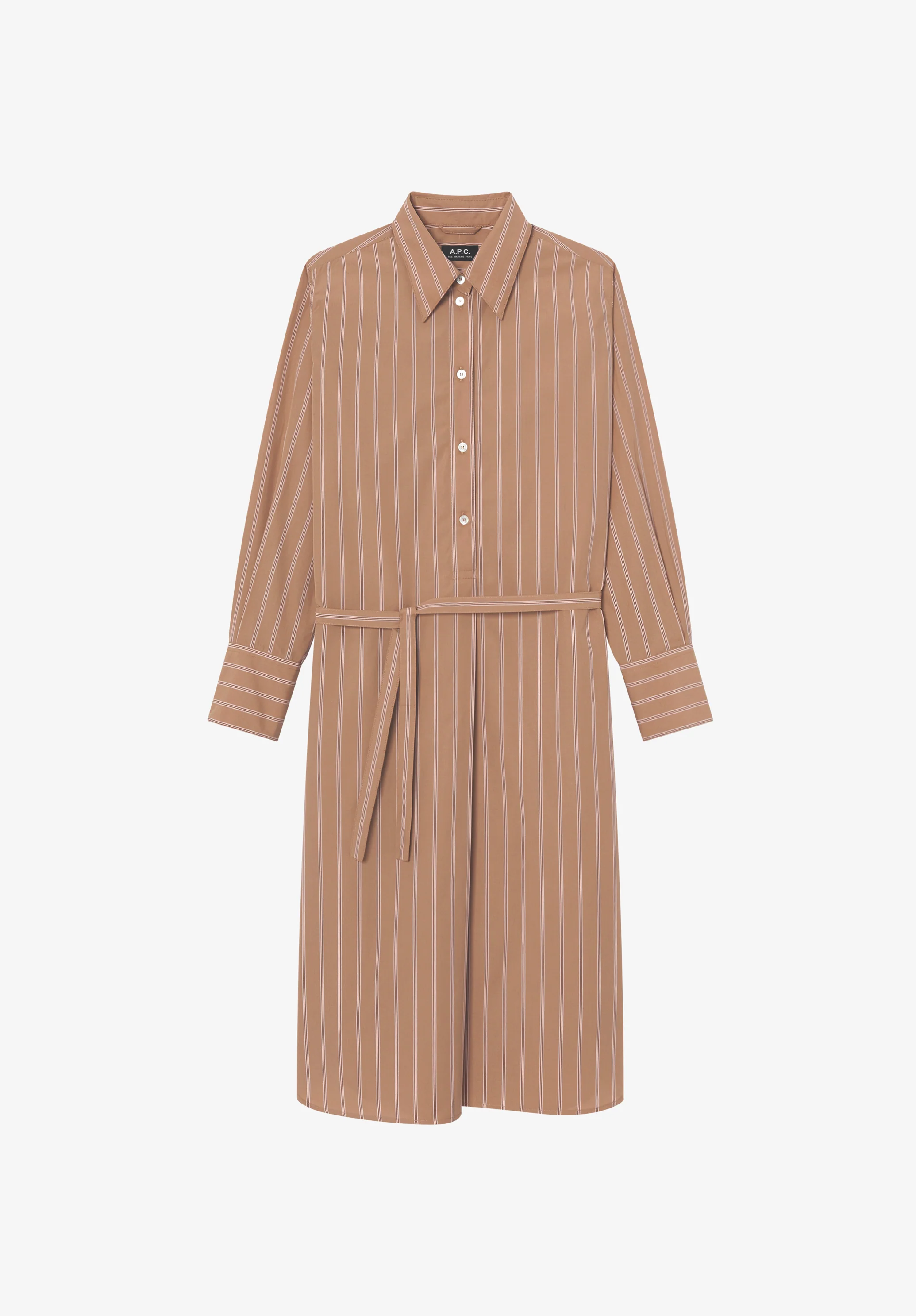 Long beige shirt dress