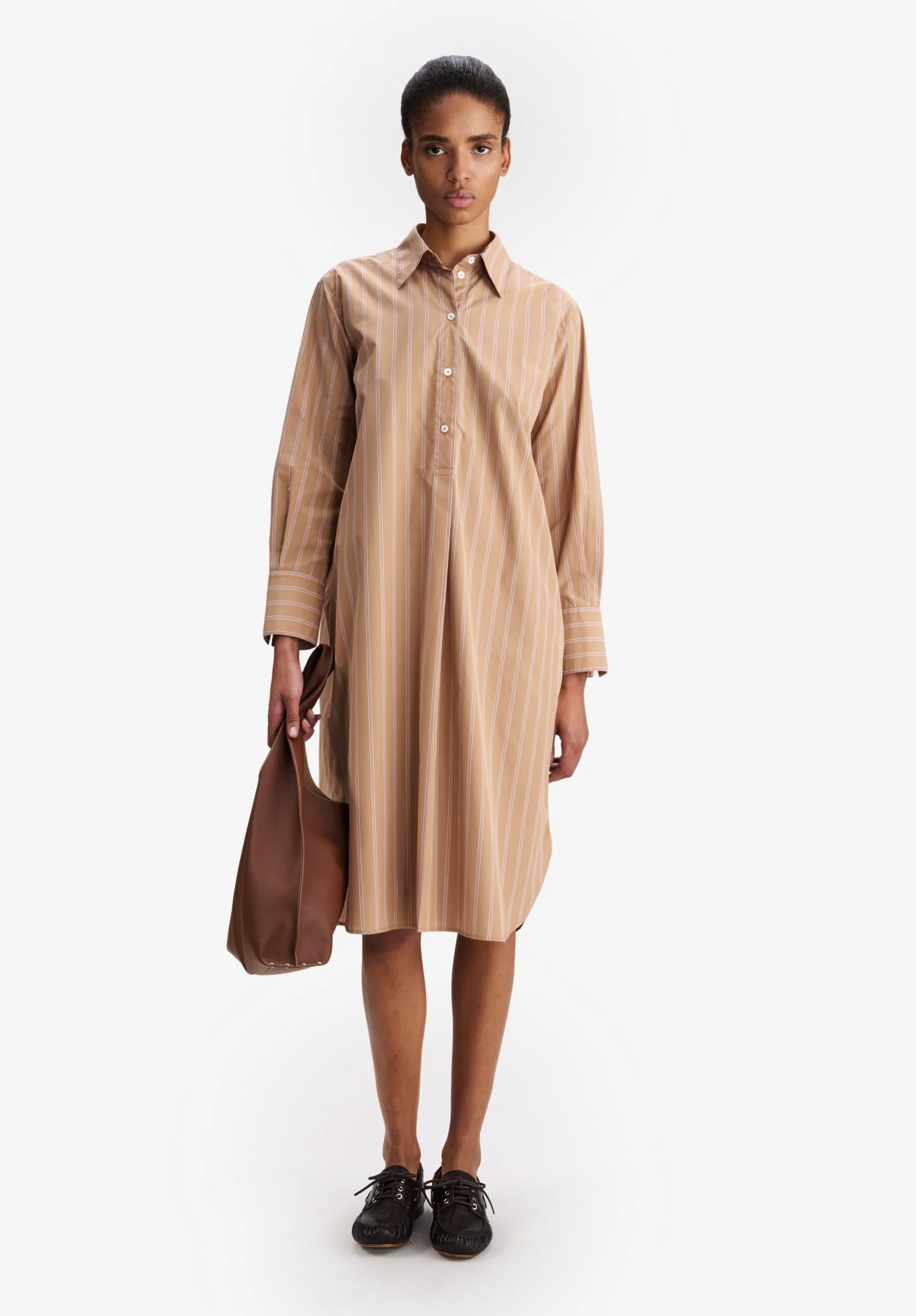 Long beige shirt dress - Image 2