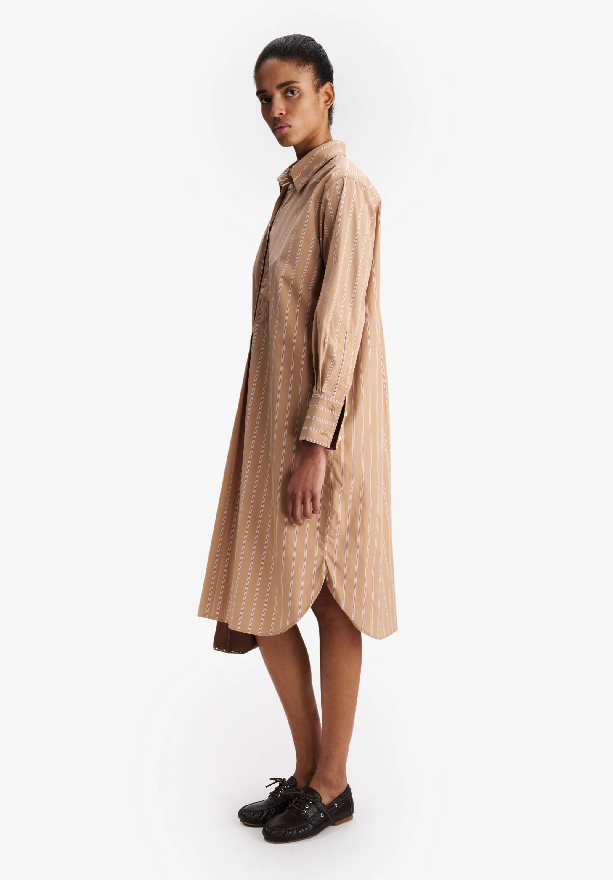Long beige shirt dress - Image 4