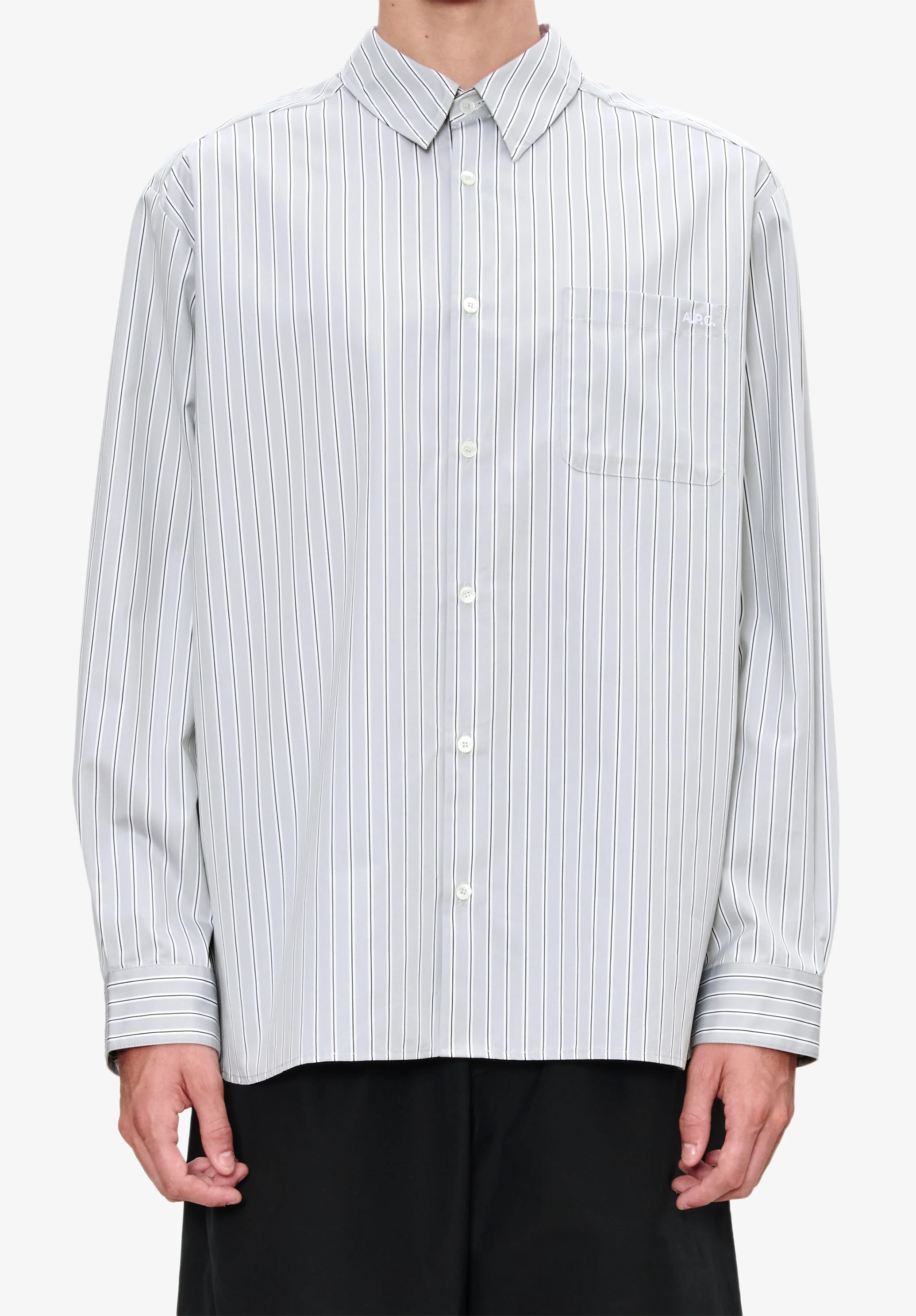 Loose-fit grey striped shirt - Image 4