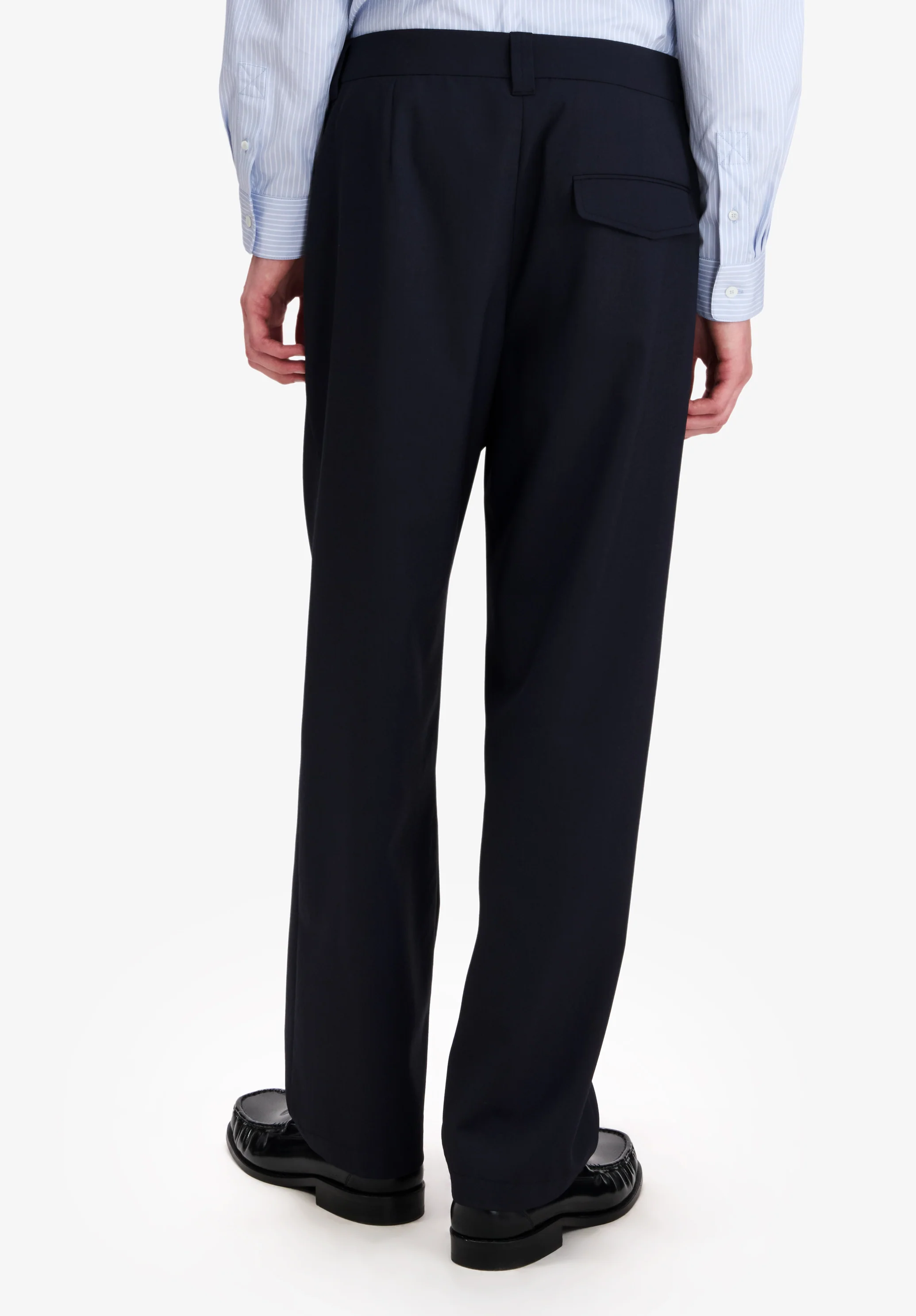 Loose navy blue canvas barrel trousers - Image 5