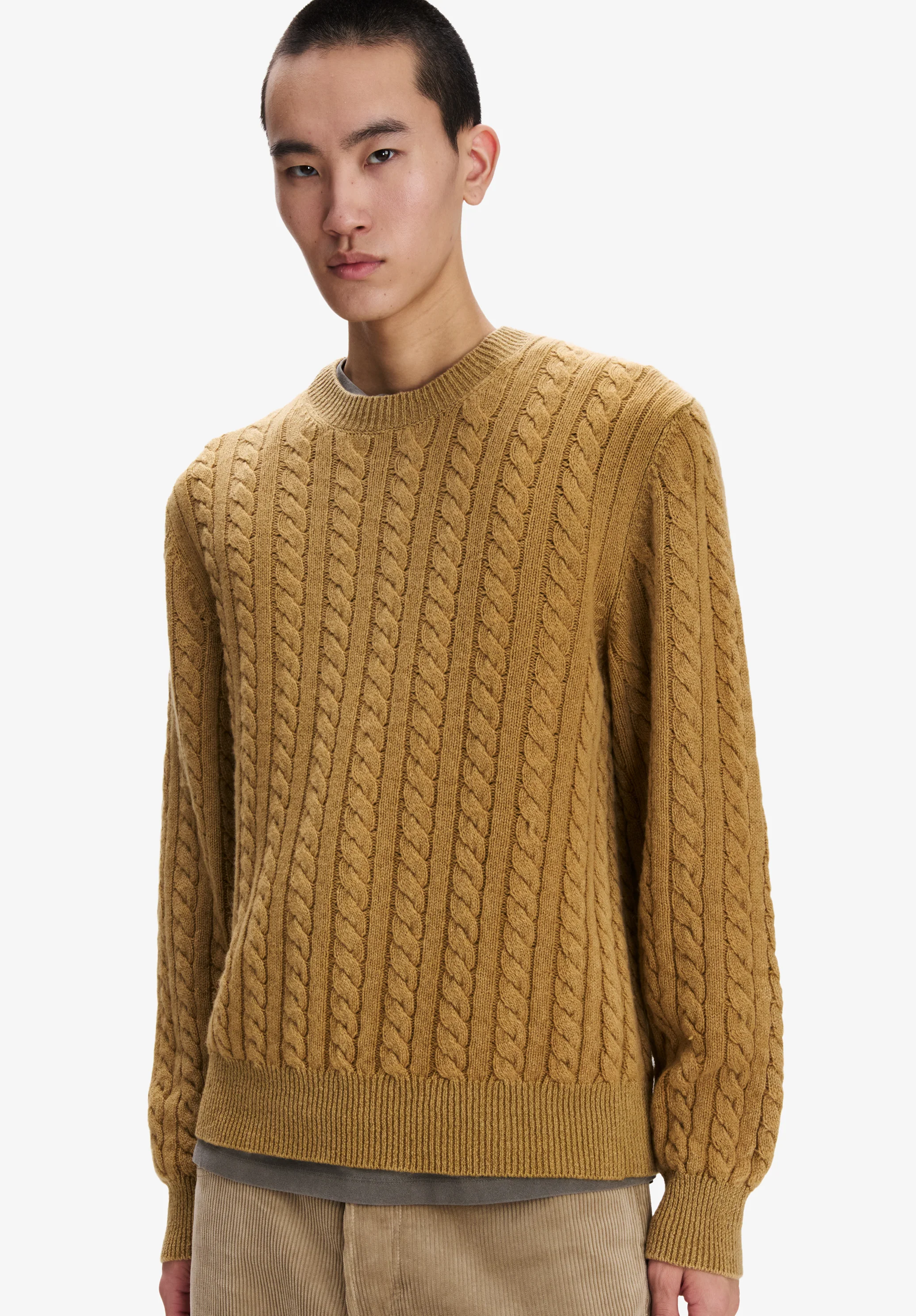 Loose tobacco cable-knit sweater - Image 4