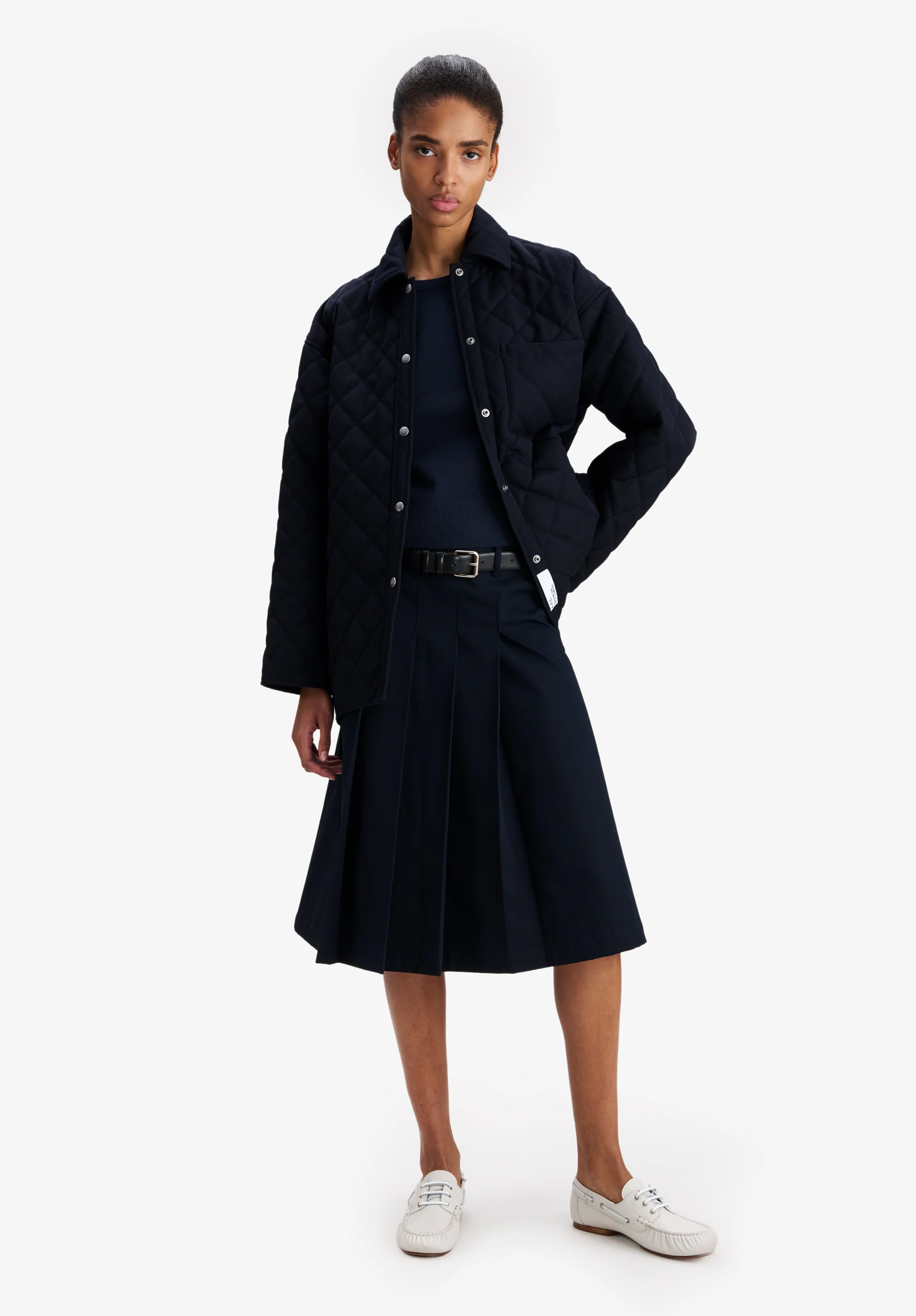 Navy blue quilted wool jacket - Image 5