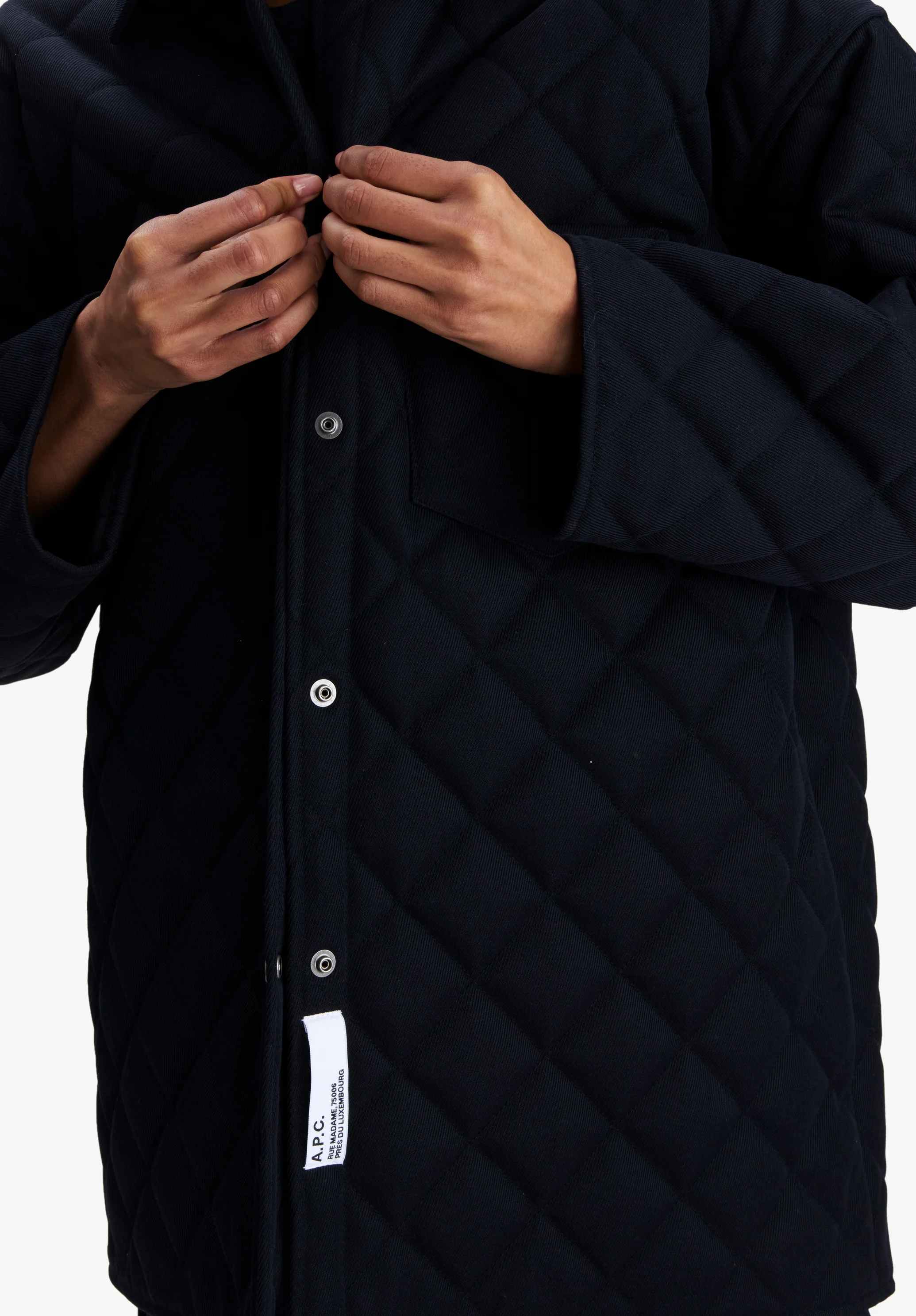 Navy blue quilted wool jacket - Image 7