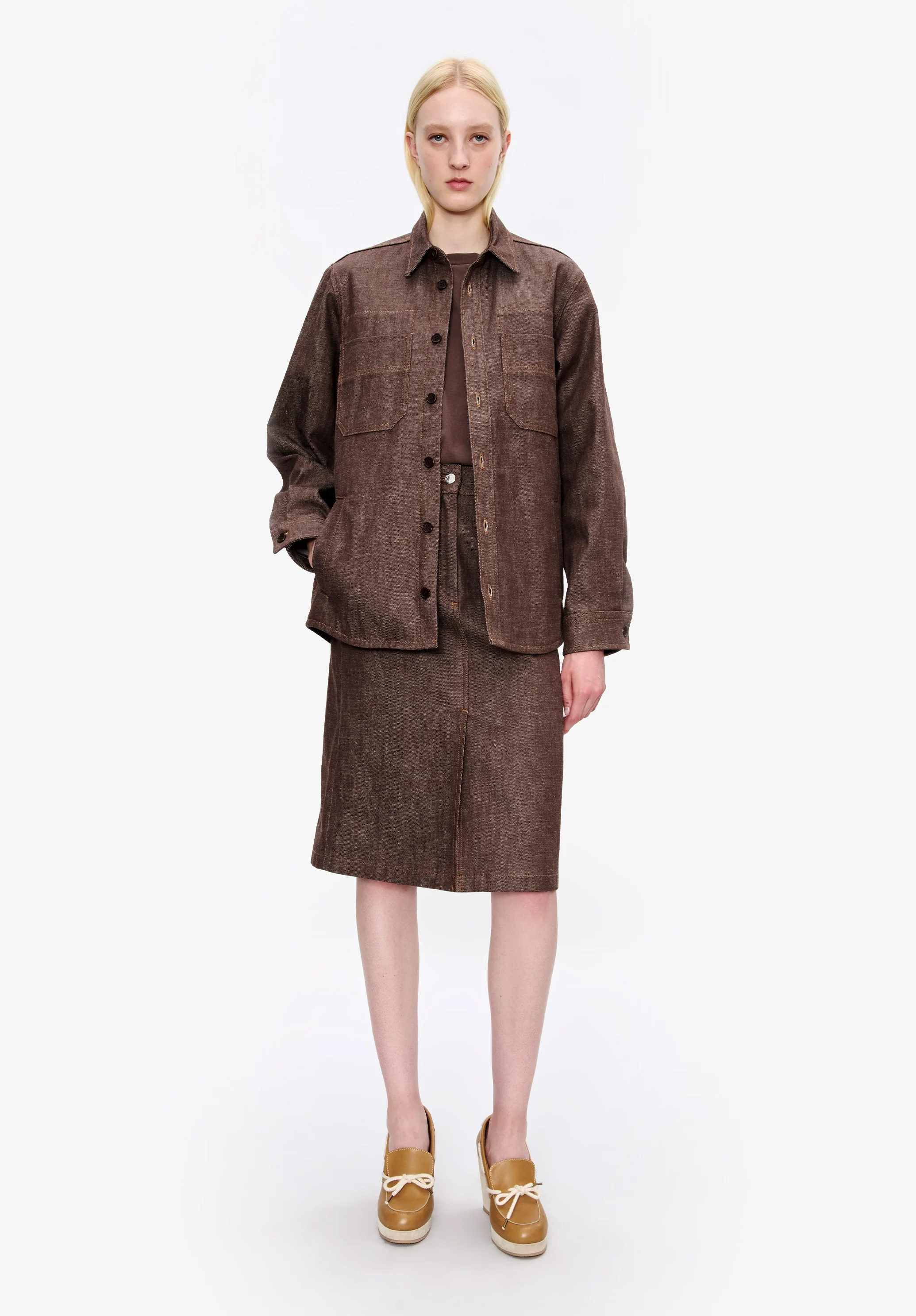 Dark brown denim workwear jacket - Image 2
