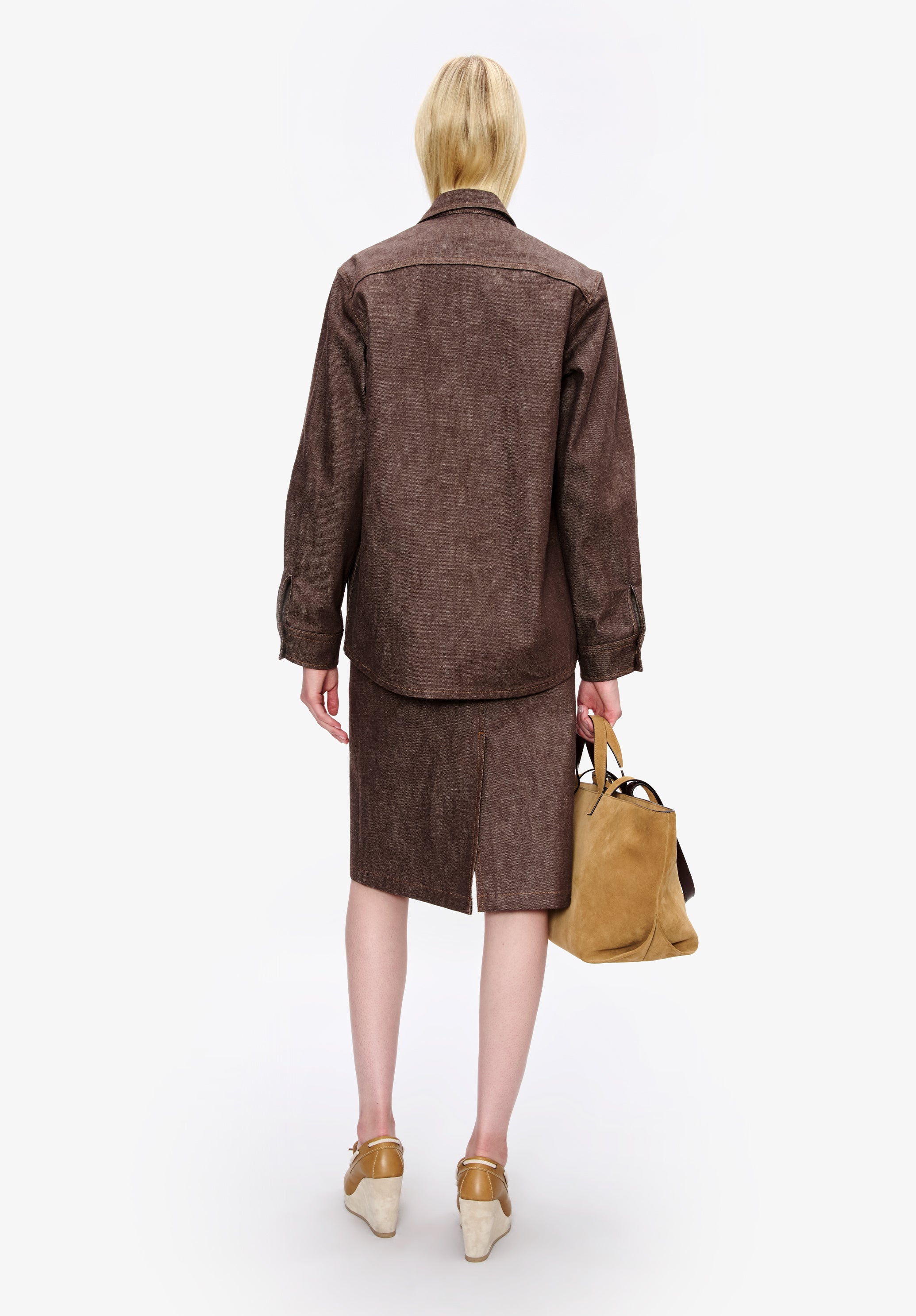 Dark brown denim workwear jacket - Image 3