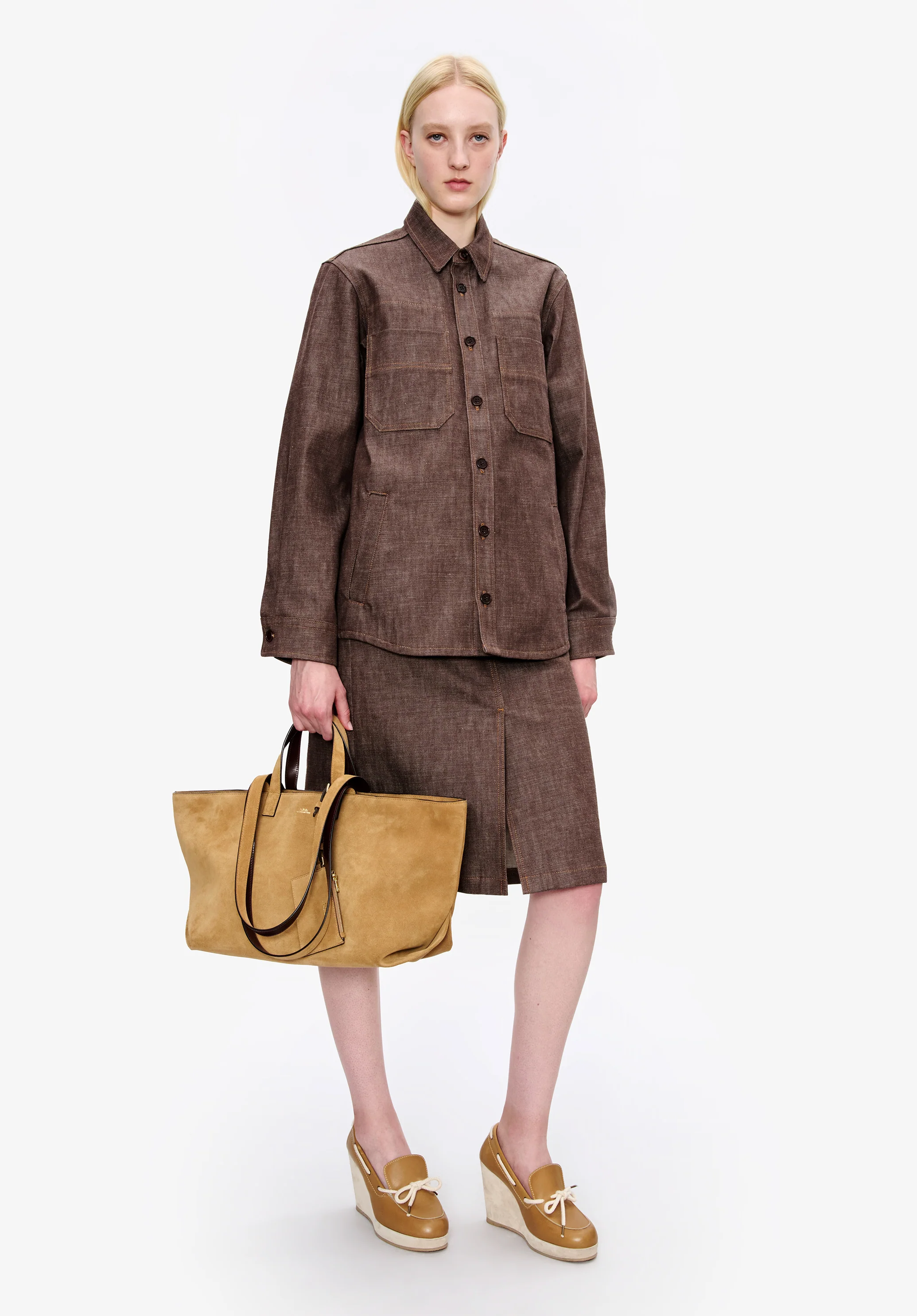Dark brown denim workwear jacket - Image 4