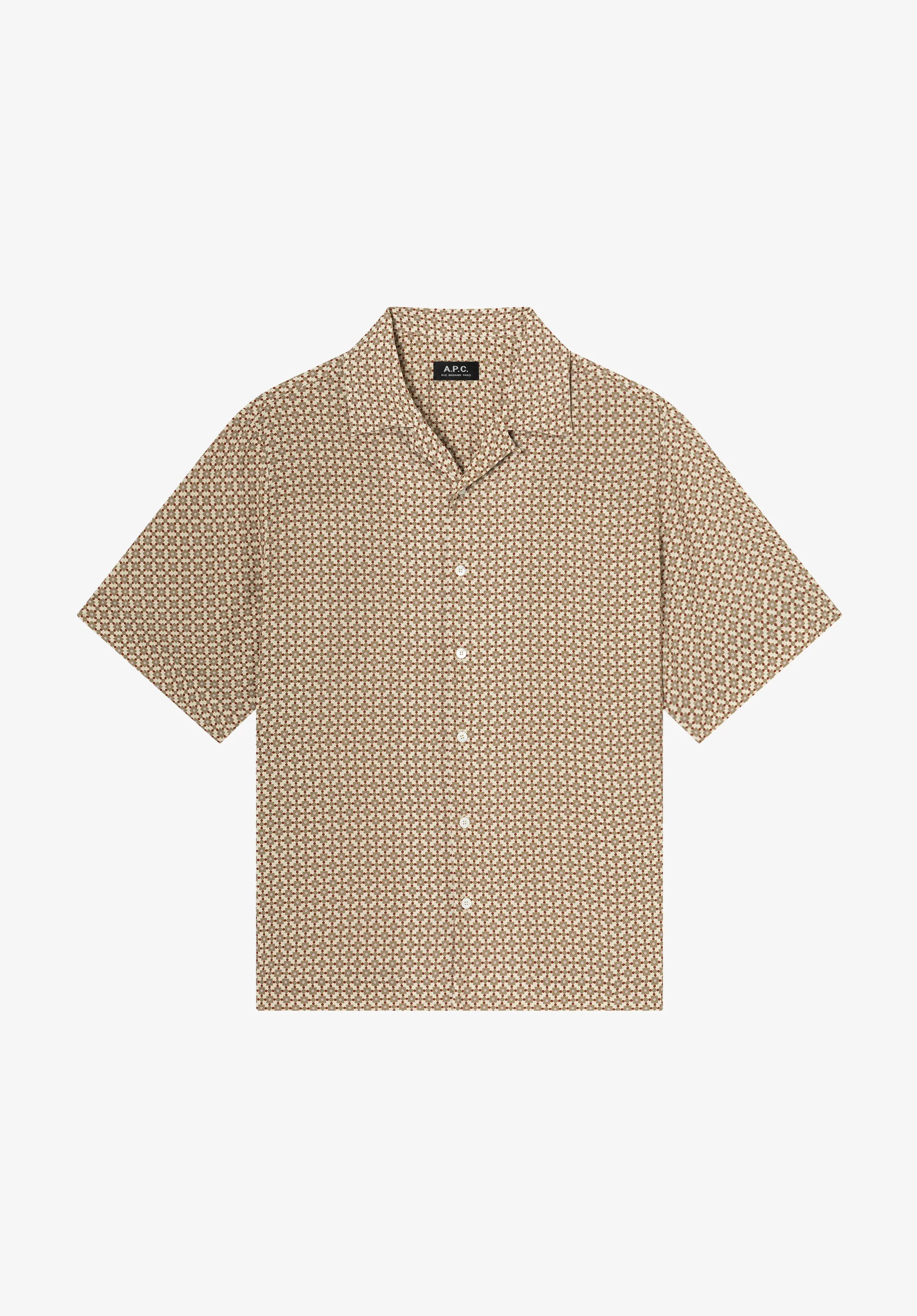 Patterned ecru short-sleeved shirt