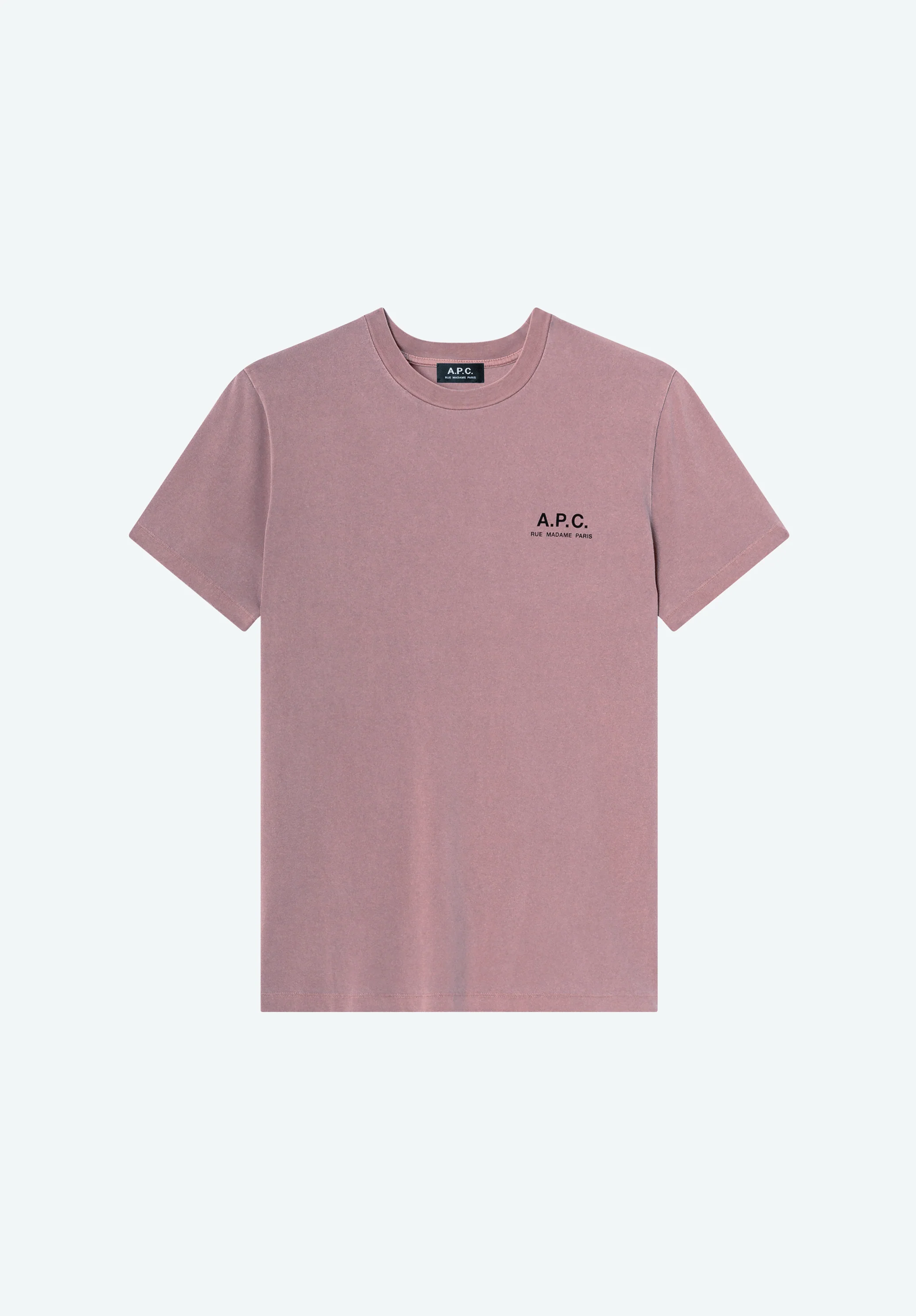 Raspberry pink t-shirt with A.P.C. Rue Madame logo
