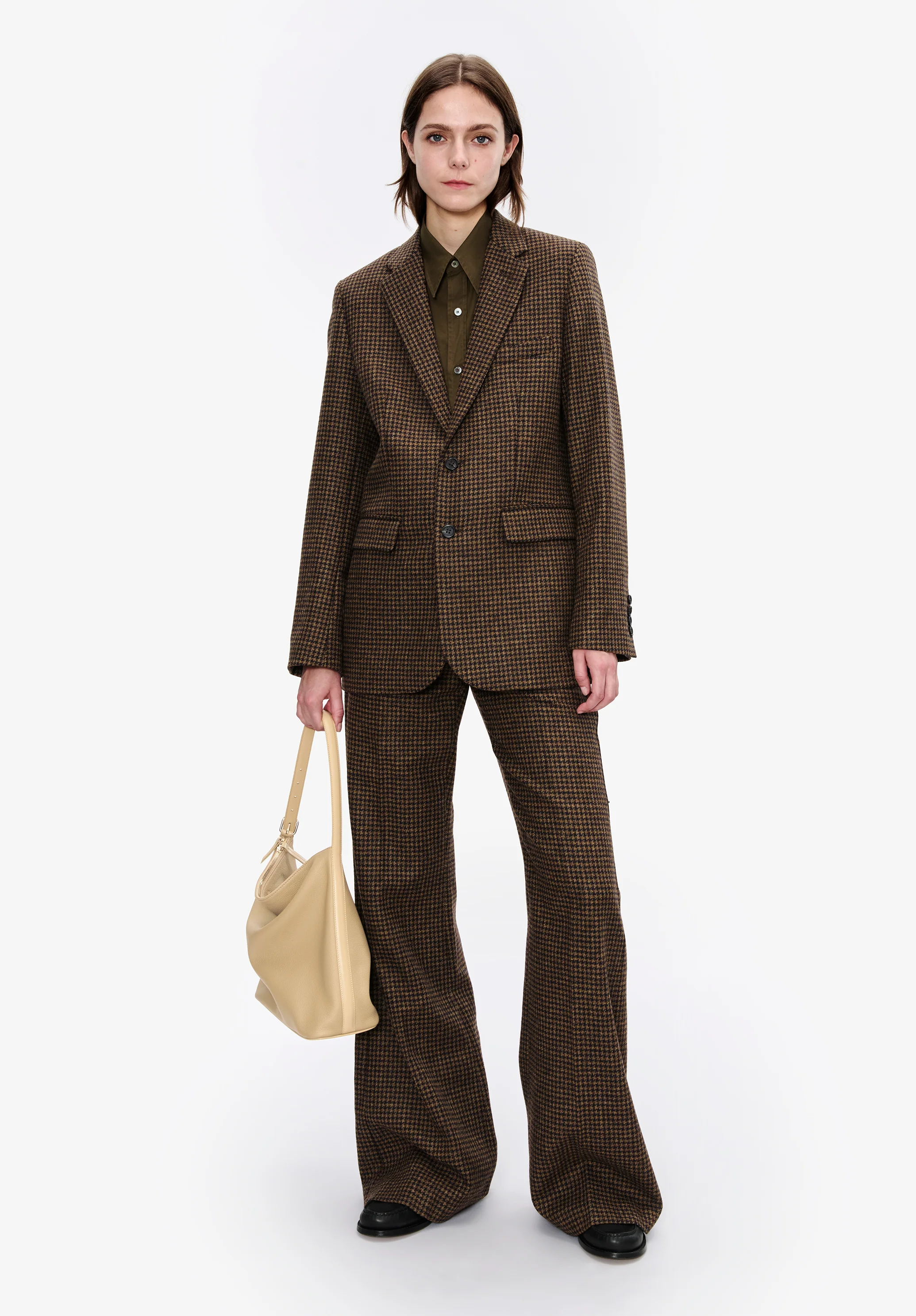 Straight-leg houndstooth trousers with permanent crease - Image 2