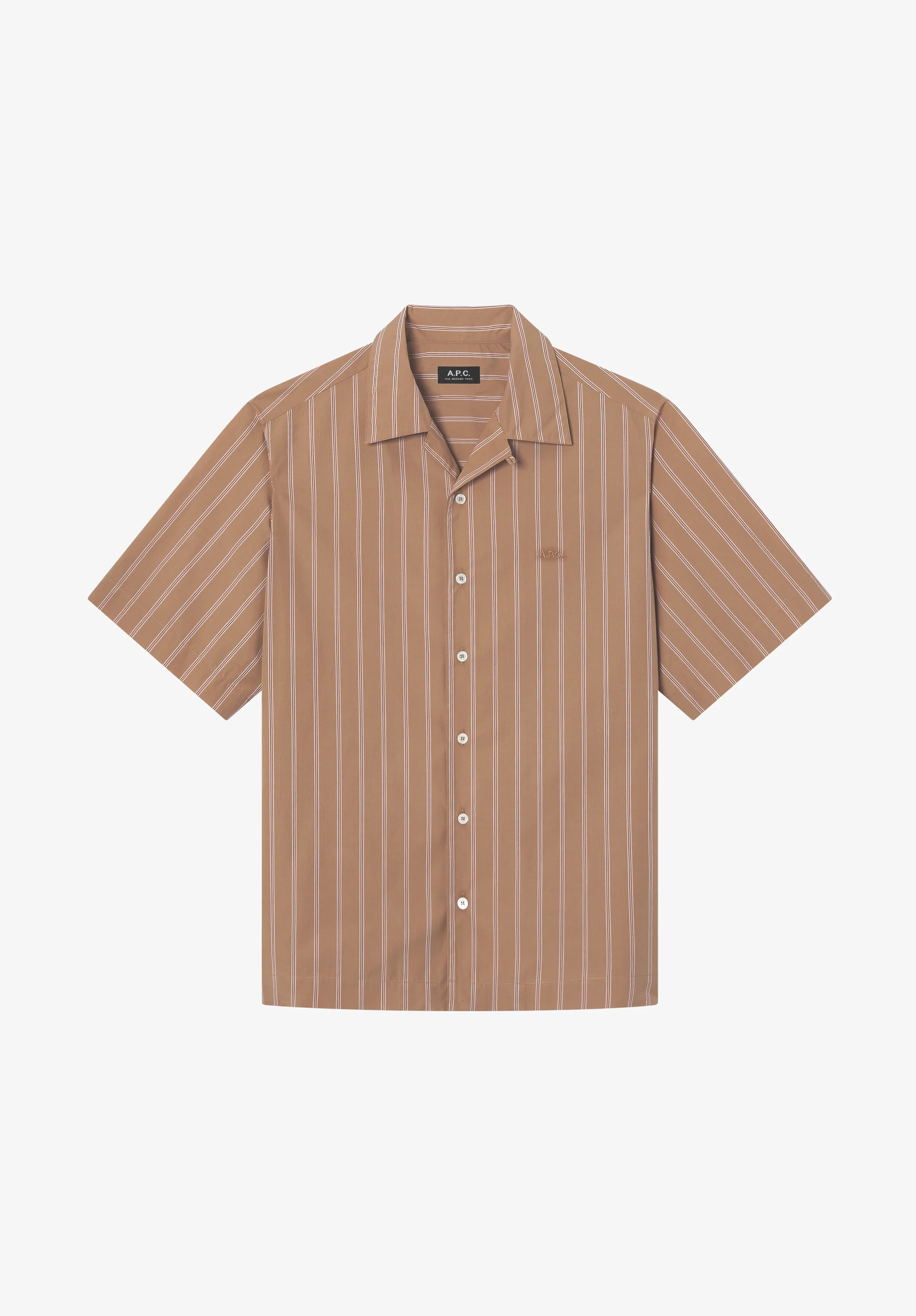 Striped pink short-sleeved shirt