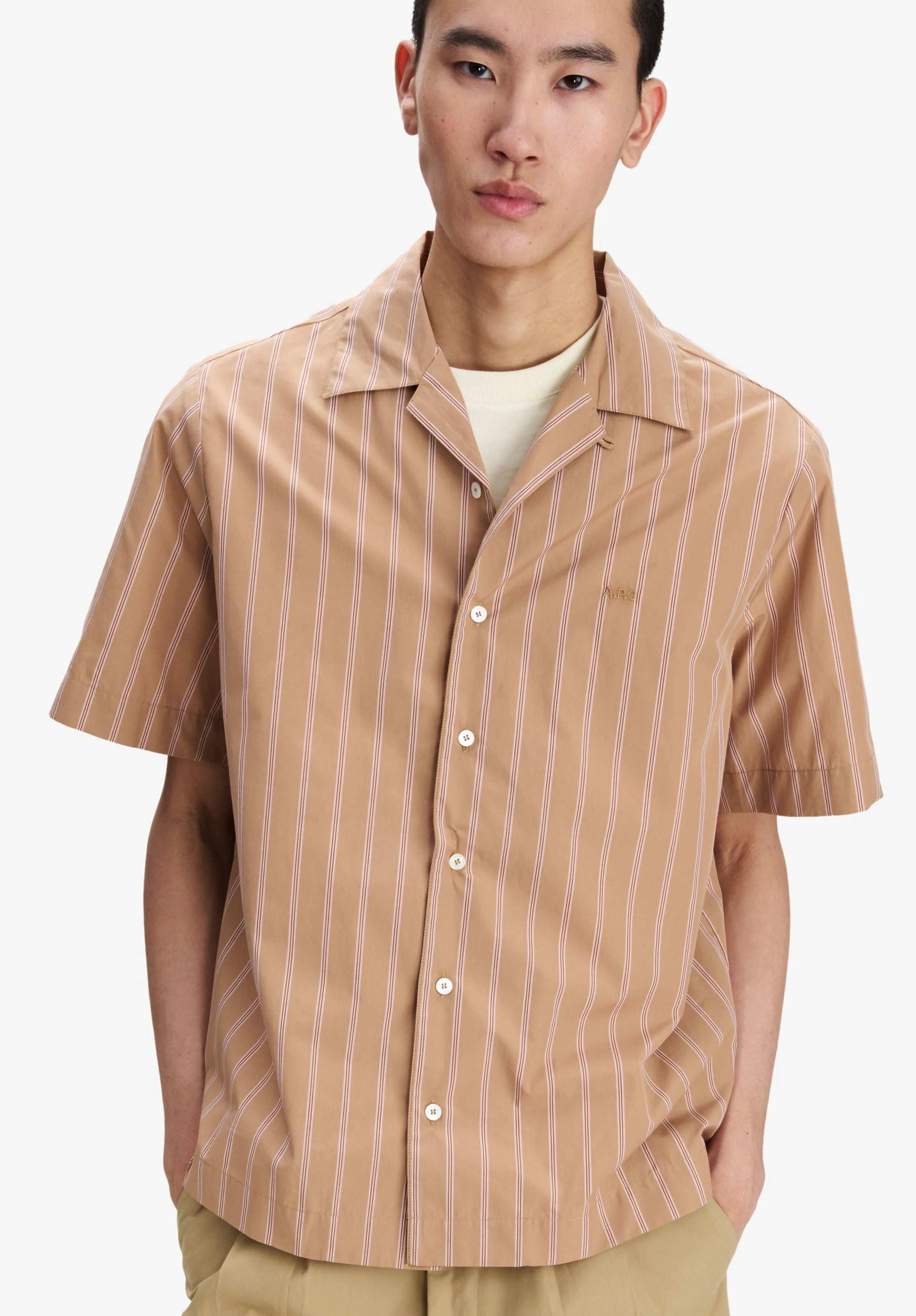 Striped pink short-sleeved shirt - Image 4