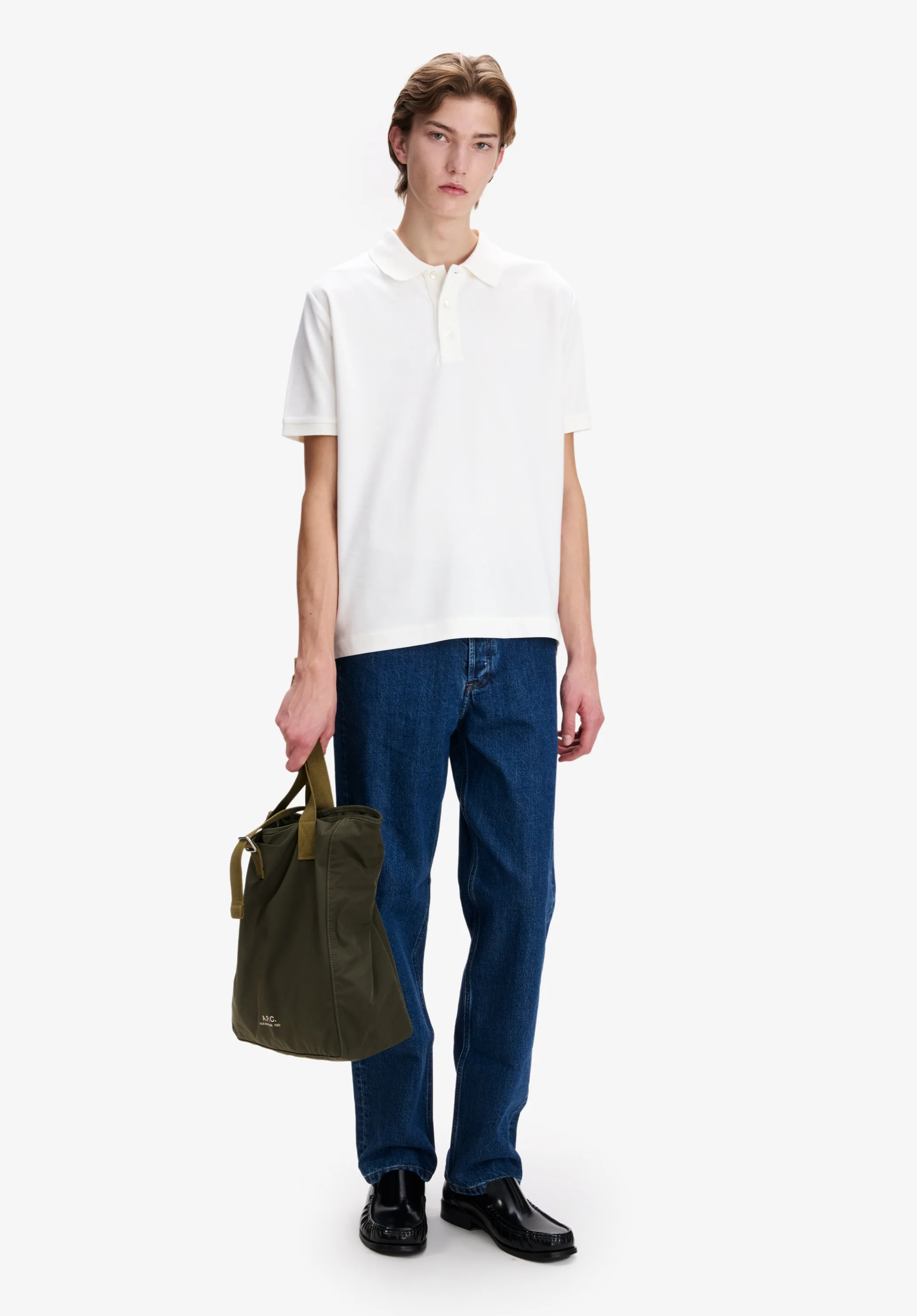 White cotton piqué polo - Image 2